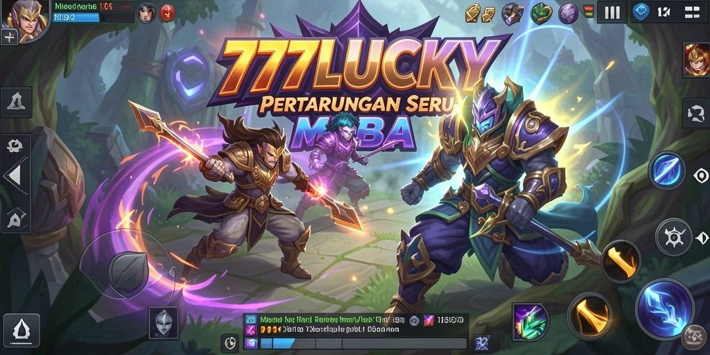 Tangkapan layar menampilkan pertarungan seru dalam game MOBA 777LUCKY.
