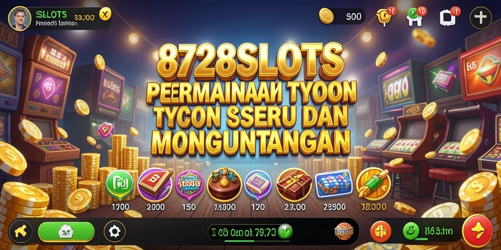Tampilan gameplay <strong>8728SLOTS</strong> yang seru dan penuh strategi dalam mengelola kasino.