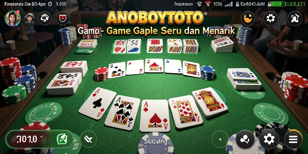 Tampilan gameplay ANOBOYTOTO dengan suasana permainan Gaple yang seru.