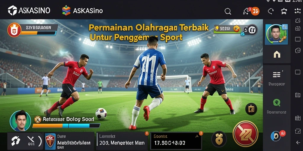 Screenshot dari gameplay <strong>ASKASINO</strong> yang menampilkan keseruan pertandingan olahraga.