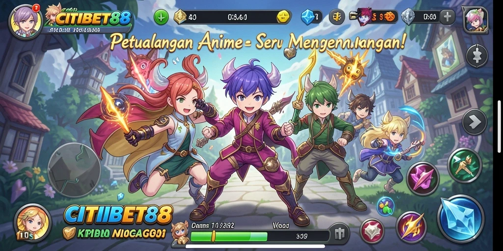 Screenshot CITIBET88 menunjukkan karakter anime dalam aksi seru.