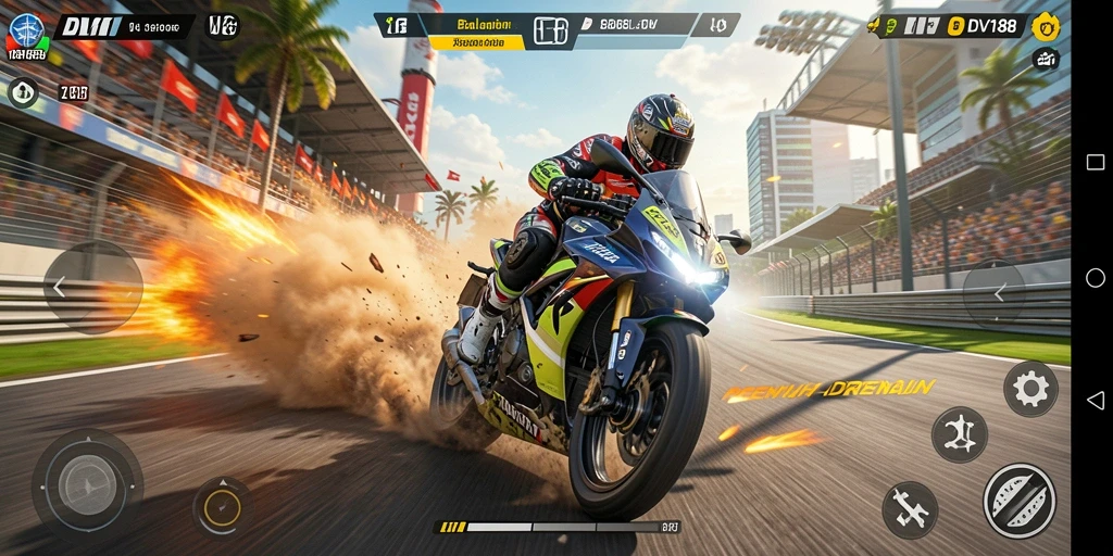 Tampak seru balapan motor di DV188 dengan grafik menawan.