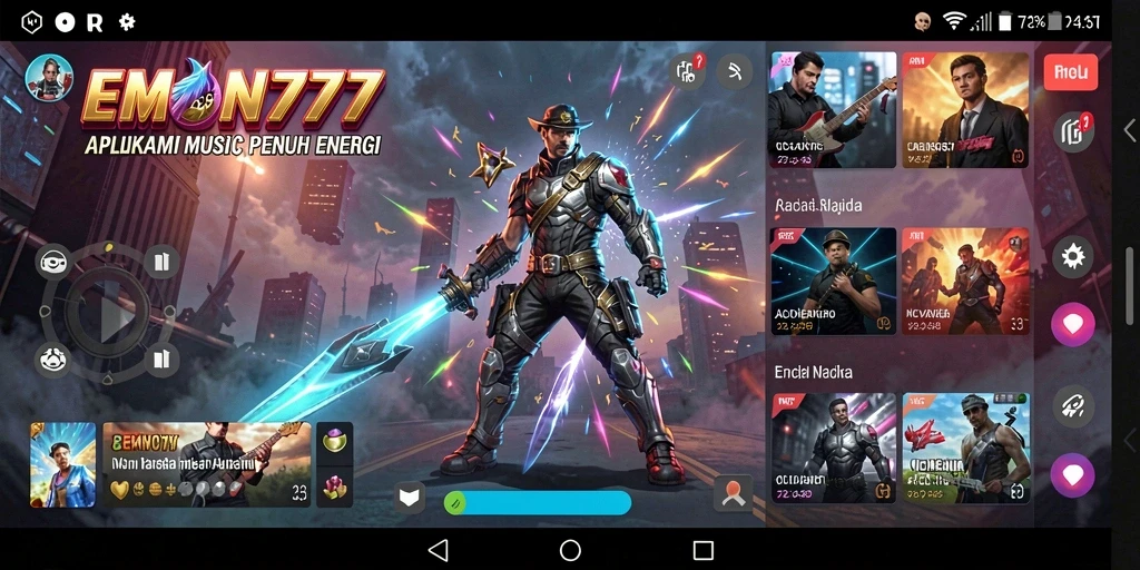 Tampilan gameplay EMON777 dengan berbagai fitur musik interaktif.