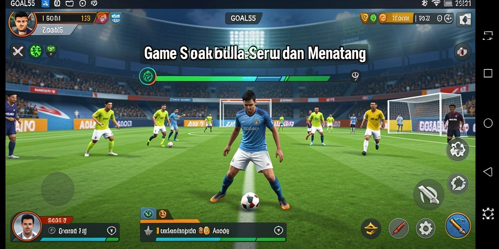 Tampilan menakjubkan dari gameplay GOAL55 di lapangan sepak bola.