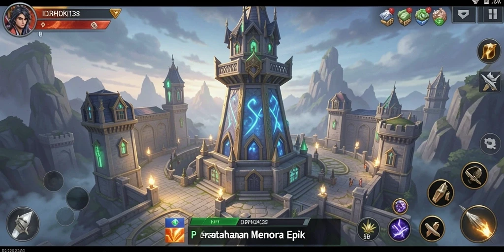 Screenshot gameplay IDRHOKI138 menampilkan aksi Tower Defense yang menegangkan.