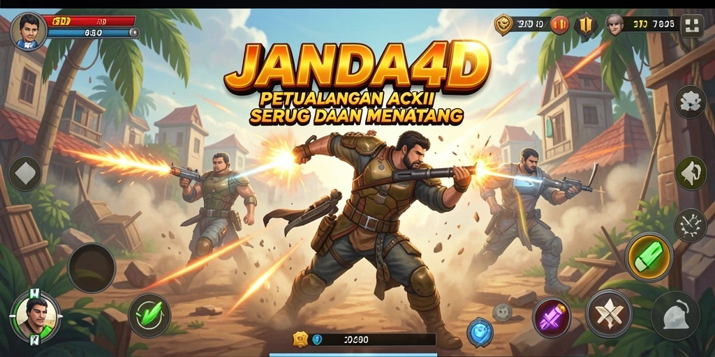Screenshot gameplay <strong>JANDA4D</strong> menampilkan pertarungan sengit di dunia fantasi.