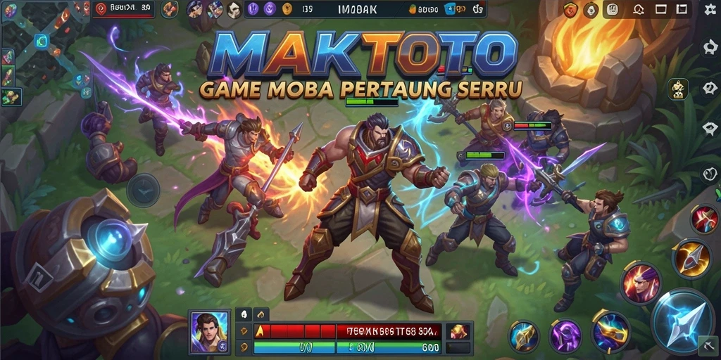 Tampilan gameplay seru dalam MAKTOTO dengan aksi MOBA intens.
