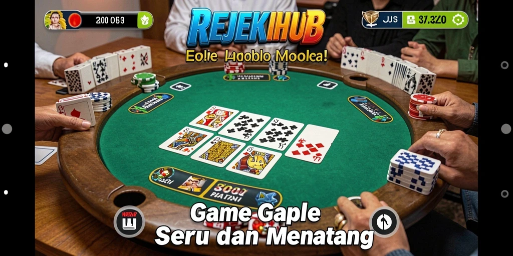 Tampilan gameplay seru di REJEKIHUB yang menampilkan permainan Gaple.