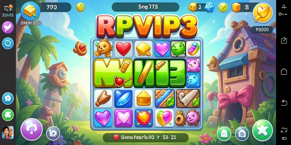 Tampilan gameplay seru di <strong>RPVIP3</strong> dengan berbagai tantangan Match-3.