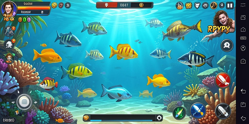 Menampilkan aksi seru dalam menangkap ikan di RPYYY.