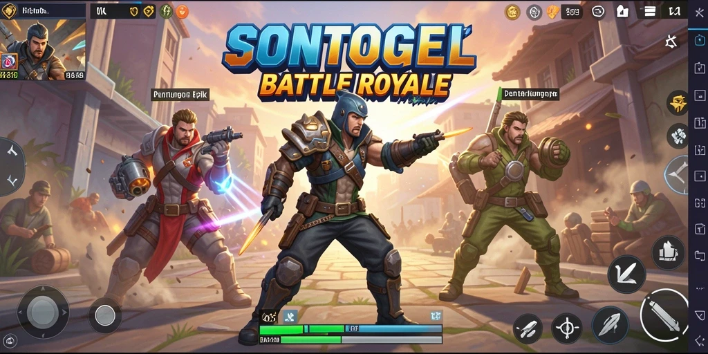 Tampilan permainan SONTOGEL dalam pertempuran Battle Royale yang seru.