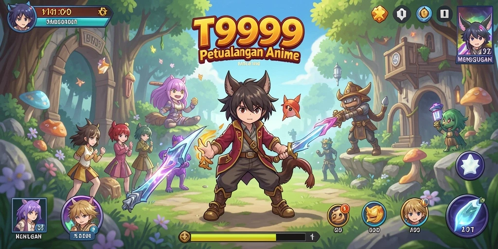 Tangkapan layar gameplay T9999 menampilkan aksi seru di dunia Anime.