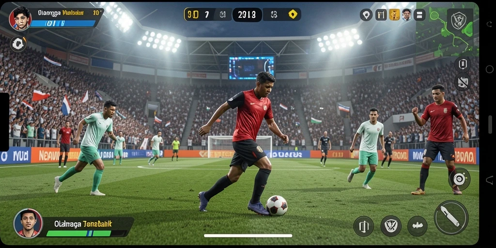 Screenshot gameplay V21 yang menampilkan aksi seru dalam olahraga.